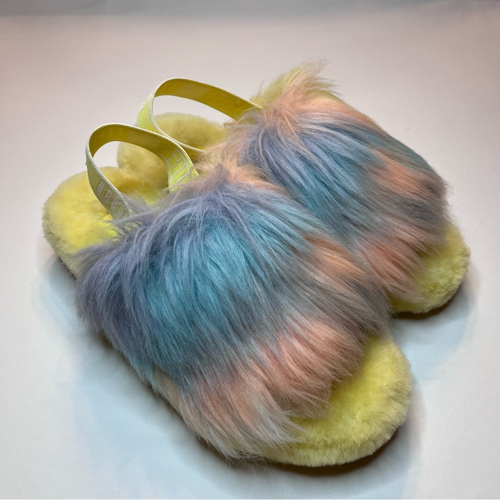 UGG Australia Fluff Yeah Slide Lemonade Tie-Dye Slippers Women’s Sz. 7 - Picture 3 of 11
